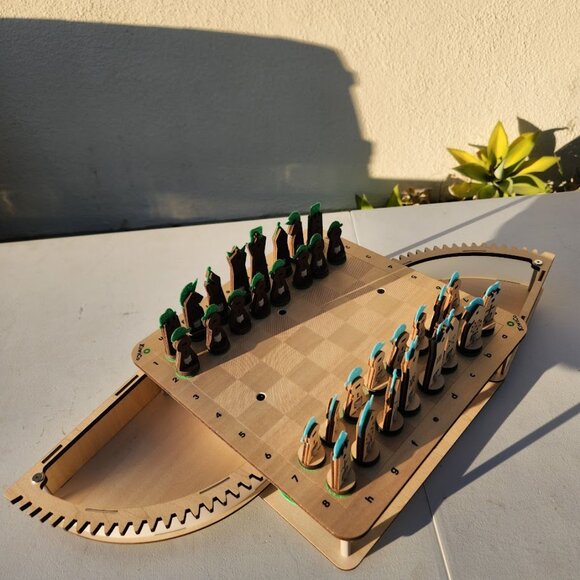 KiwiCo Chess Set Wooden Game Board and Pieces with Hidden Storage - Assembled Ar - Picture 8 of 9